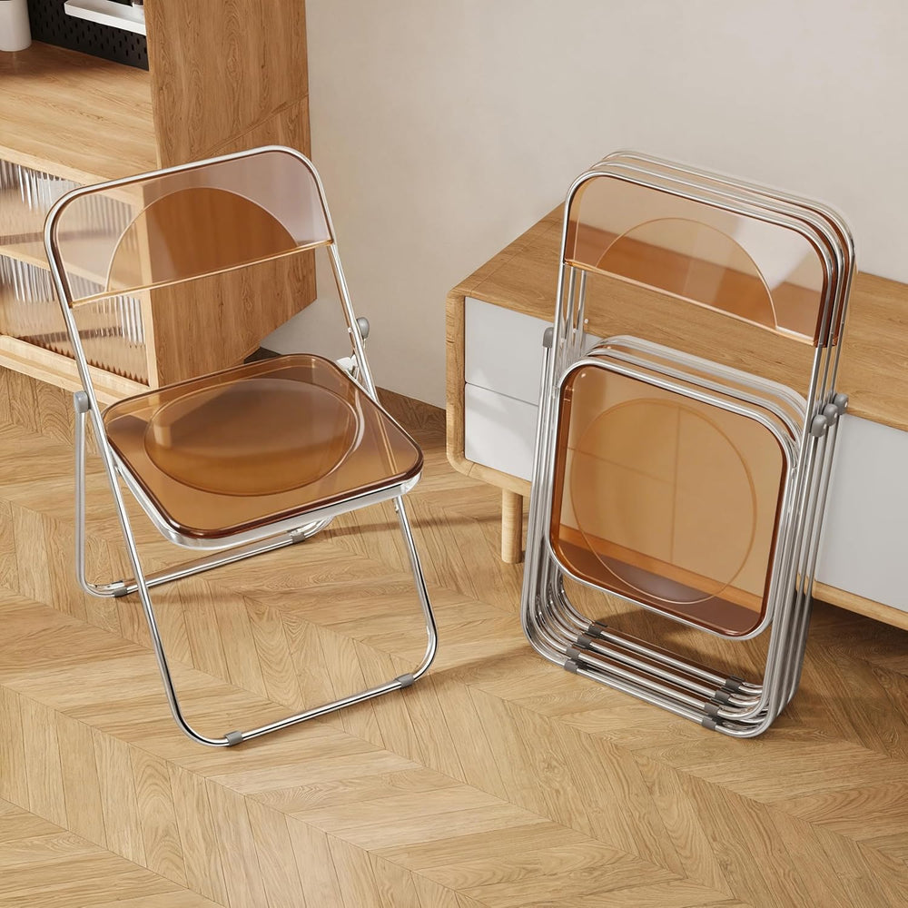 4 Pack Acrylic Folding Chair,Brown