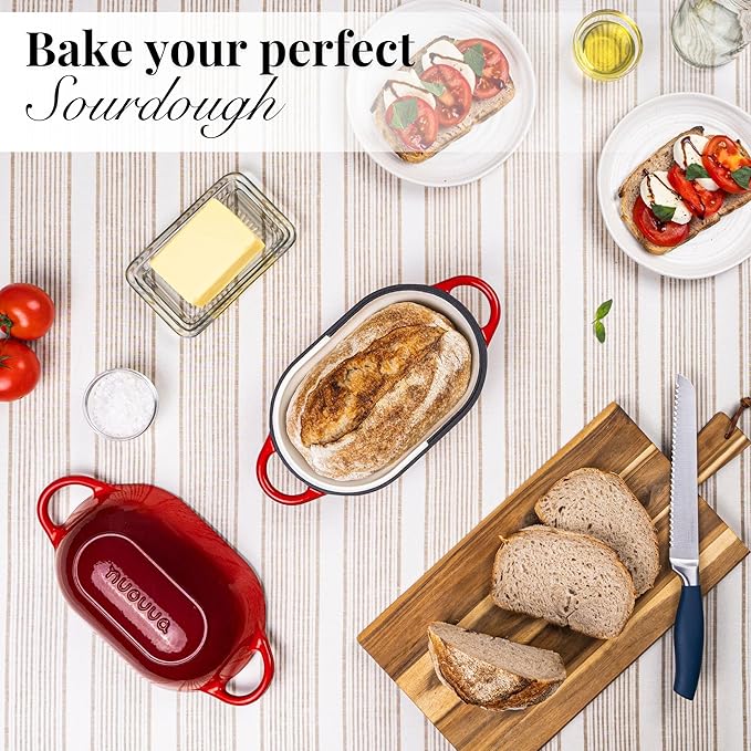 Dutch Oven For Sourdough Bread Baking – Enamelled Cast Iron Bread Loaf Pot –