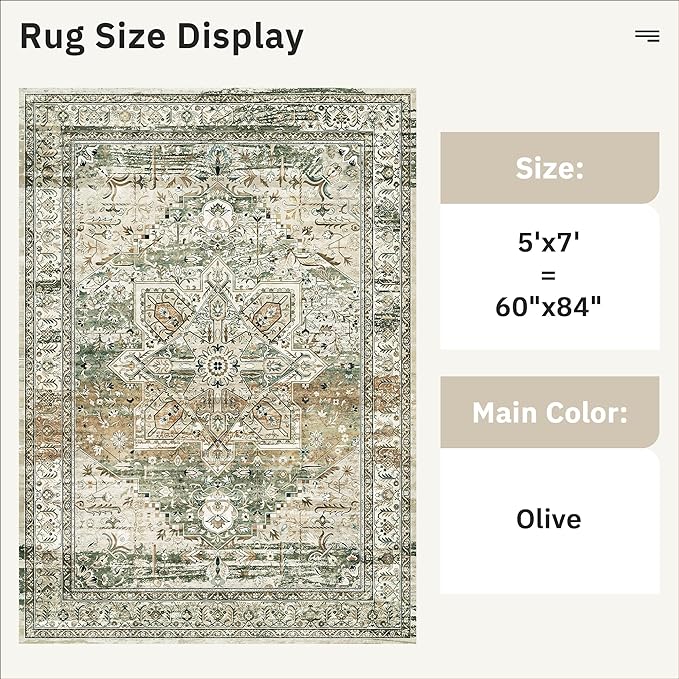 Soalmost 5x7 Area Rugs Low Pile Indoor Washable Trendy Faded Style Rugs - Image 4