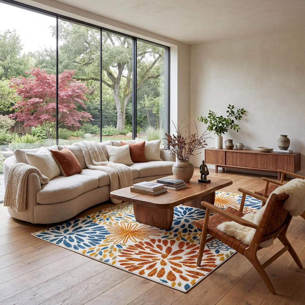 nuLOOM Monique Blue Floral & Paisley Indoor/Outdoor Area Rug, 7' x 9&...