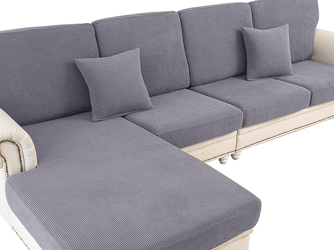 Couch Cushion Cover Chaise Lounge Cover Washable Separate Seat Chaise Couch by LA+MEACK