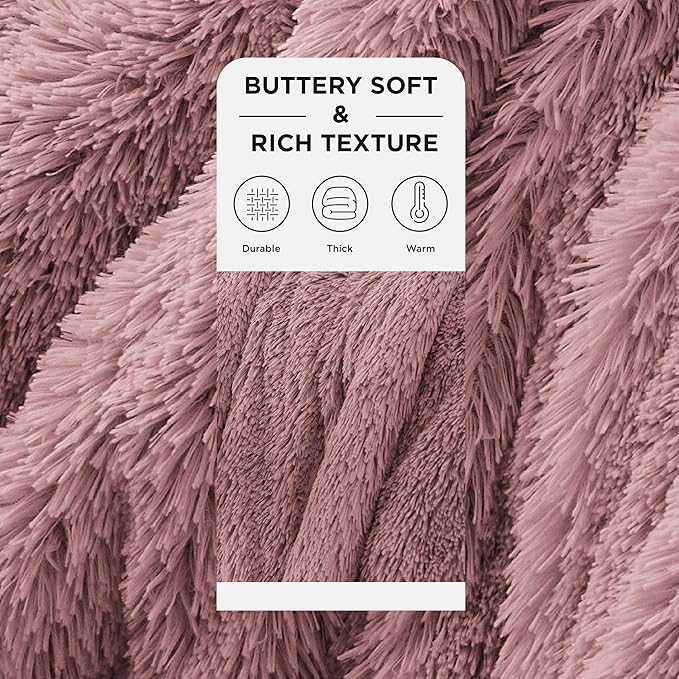 Bedsure GentleSoft Fuzzy Sherpa Faux Fur Twin Blanket Dusty Pink Cozy Gifts - Image 2