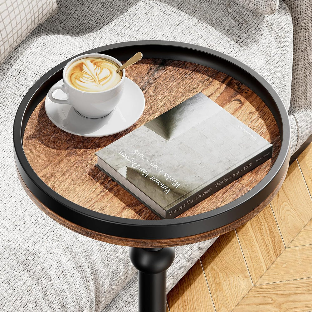 Small Round Side Table, Drink Table for Small Spaces, Modern Cocktail Table w...