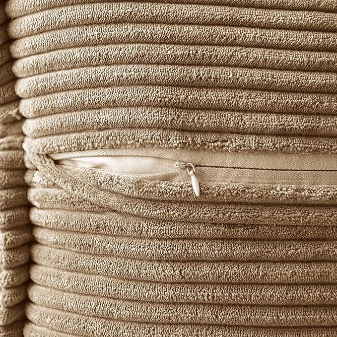 MIULEE Khaki Corduroy Decorative Euro Sham Pillow Covers 24x24 Inch - Image 3