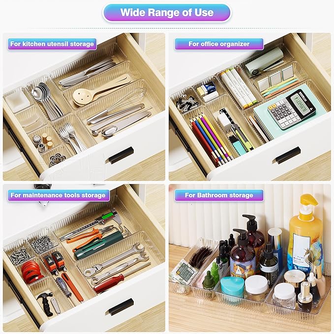 15 PCS Clear Plastic Drawer Organizer Set - Image 7