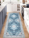 SERISSA Boho Washable Runner Rug, 2x6 Rug Non-Slip Vintage Blue Hallway Kitchen by SERISSAHomeDecorCollection
