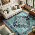 RELEANY Area Rugs Square 6ft Washable Non-Slip, Floral Vintage Distress Print by RELEANY