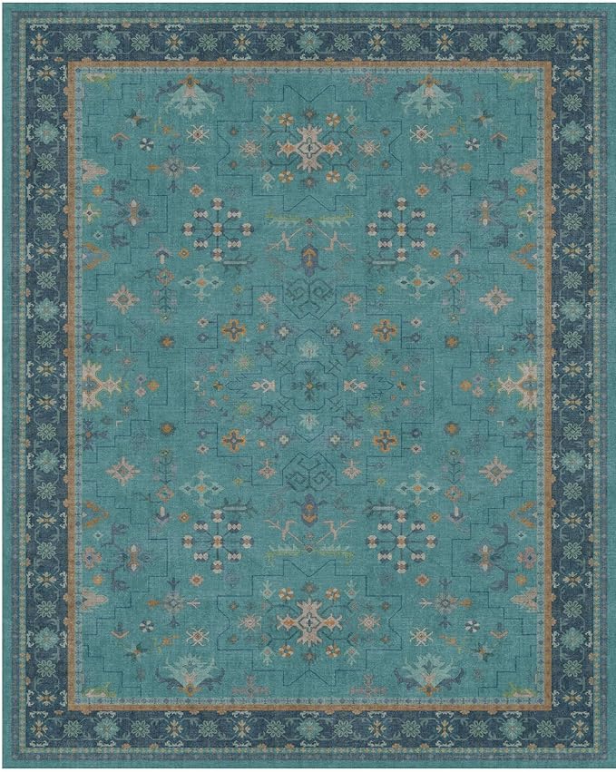 Boho 9x12 Large Teal Green Washable Living Room Rug - Image 8