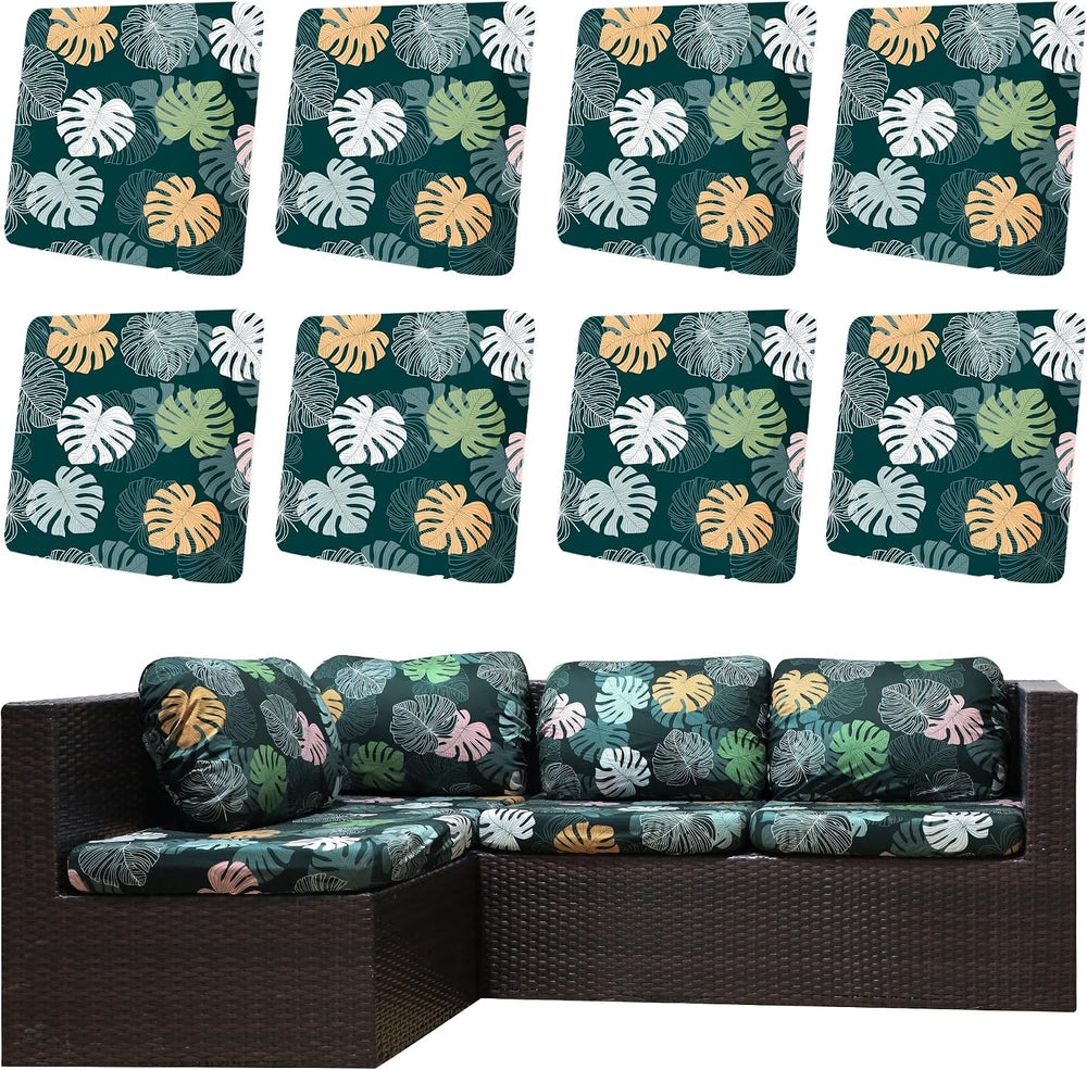 8Pcs Outdoor Cushion Covers, Patio Cushion Covers, Stretch Elastic Slipcovers