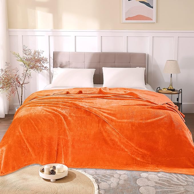 BEDELITE Fleece Blankets 108 inch x90 Size Orange Throw Blankets - Image 2