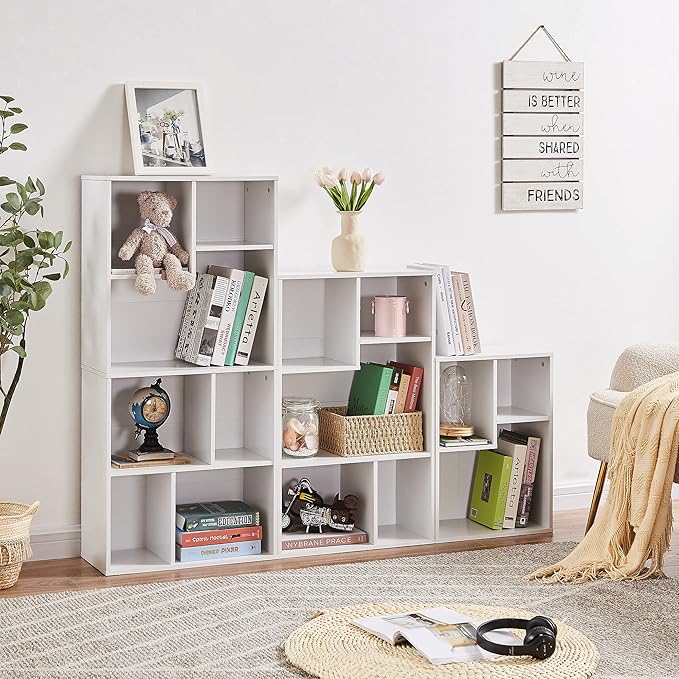 VECELO 3-Cube Small Bookshelf, Modern Bookcases with Shelves Height Up to 12....