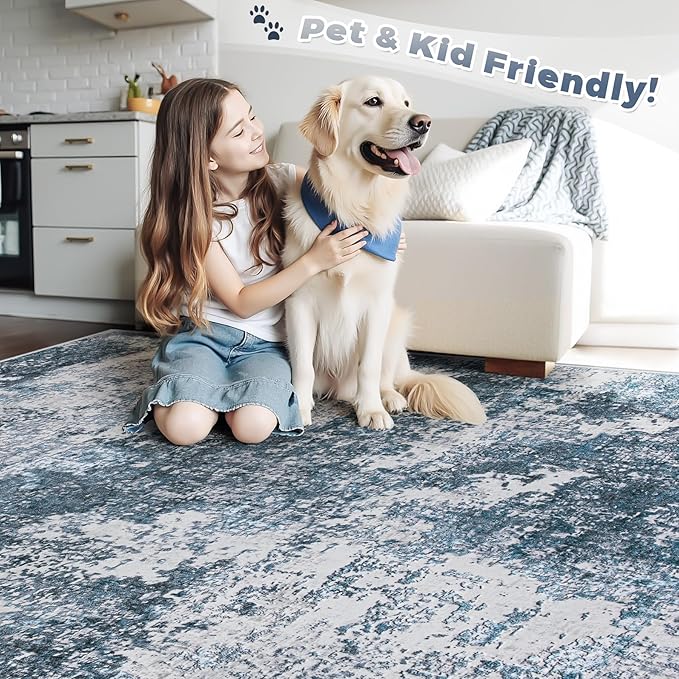 Area Rugs 6x9 for Living Room: Washable Rug Modern Abstract Neutral Soft - Image 5