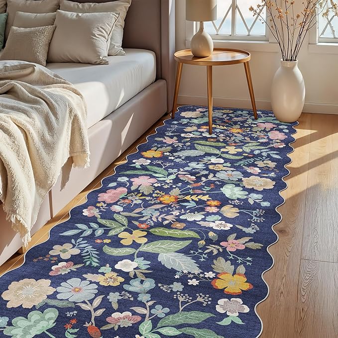 3x10 Long Hallway Runner Rug: Washable Wide 10ft Floral Low-Pile Carpet - Image 5