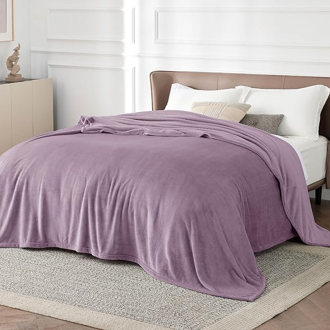 Bedsure GentleSoft Fleece Bed Blankets Queen Size Fog Purple - Image 2