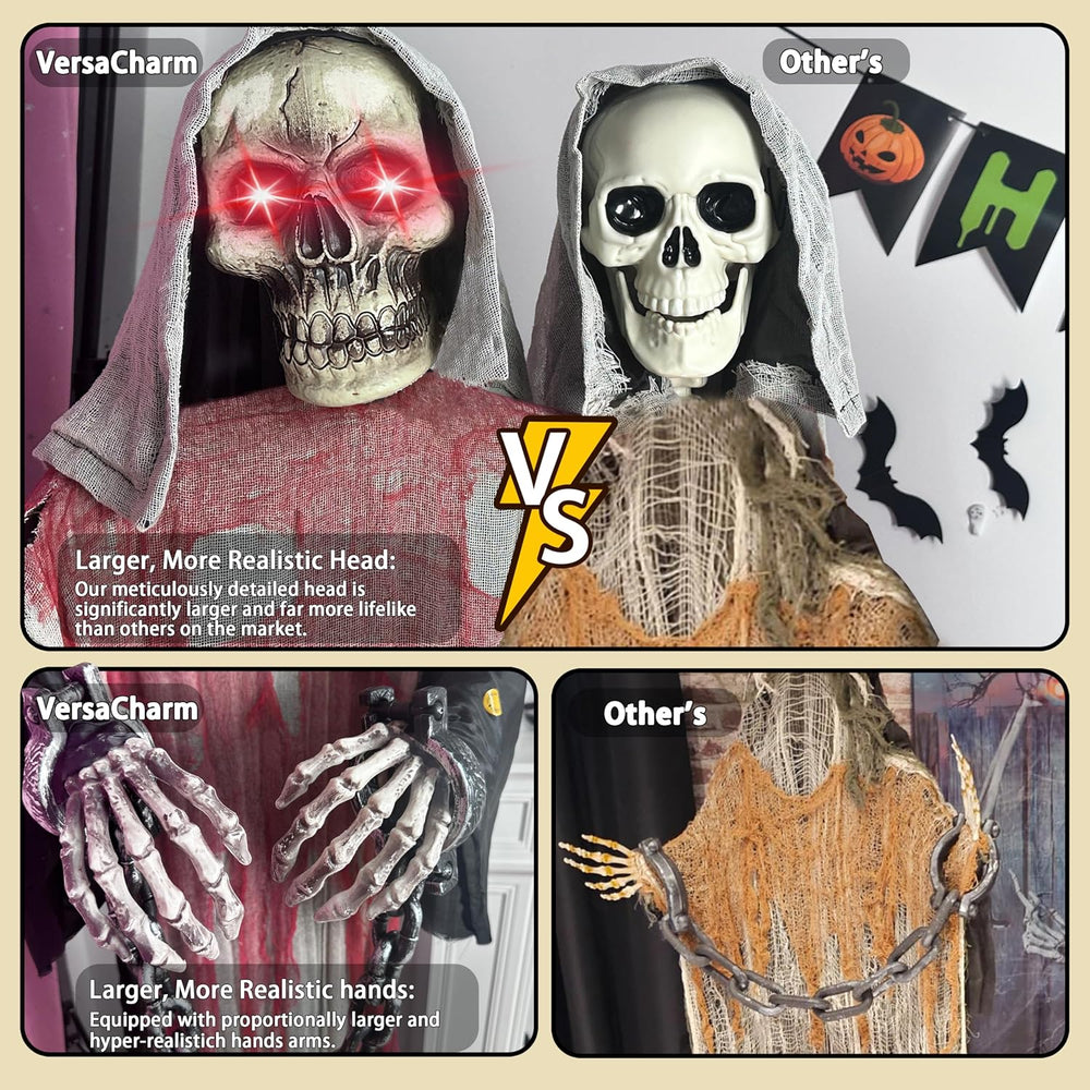 Halloween Decorations Outdoor, 6 Ft Large Animated Grim Reaper with Big Chain...