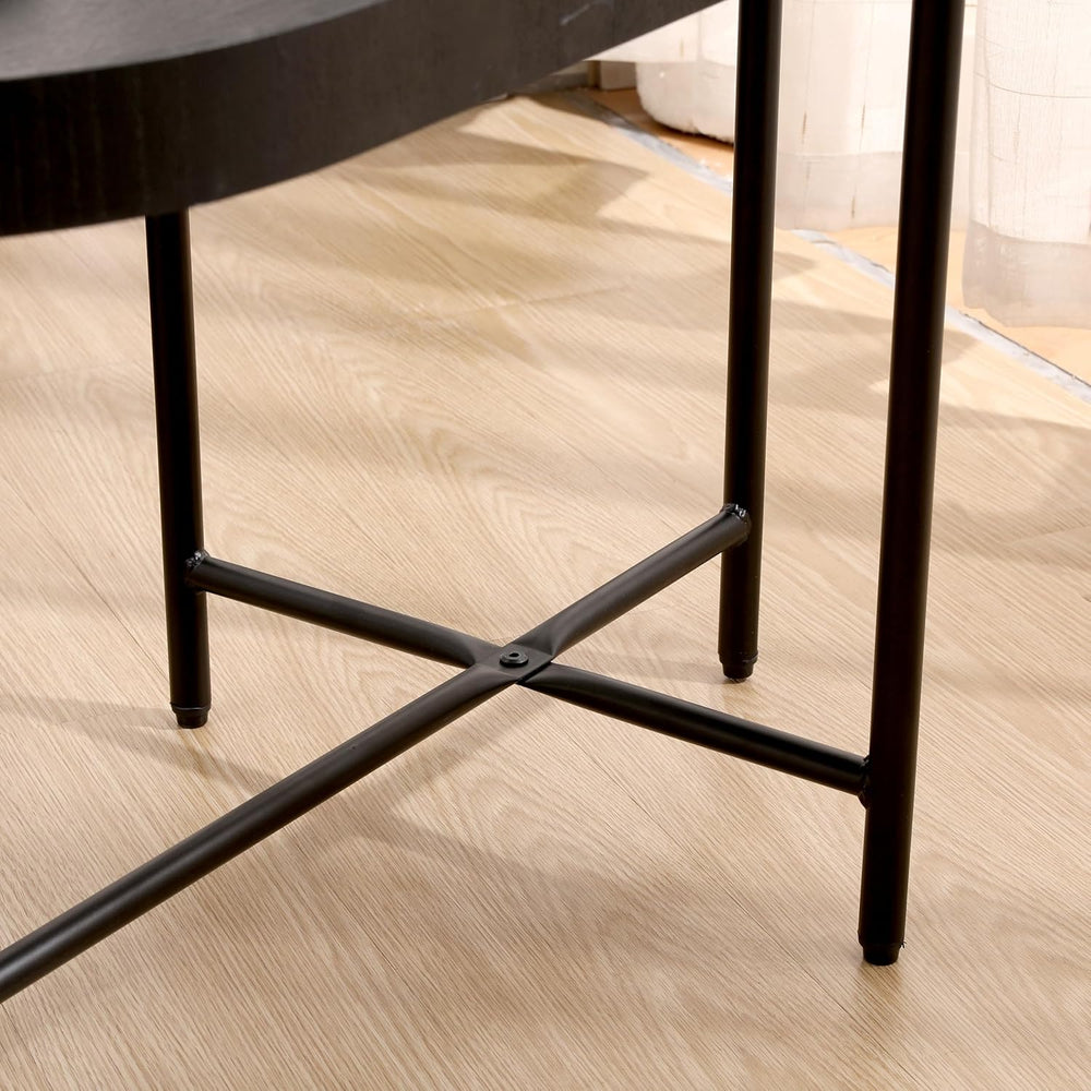 2 Tier Side Table with Storage Shelve Small Sofa Table Modern Metal End Table...