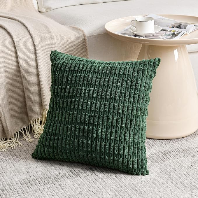 Fancy Homi 4 Packs Hunter Green Decorative Throw Pillow Covers 16x16 Inch - Image 2