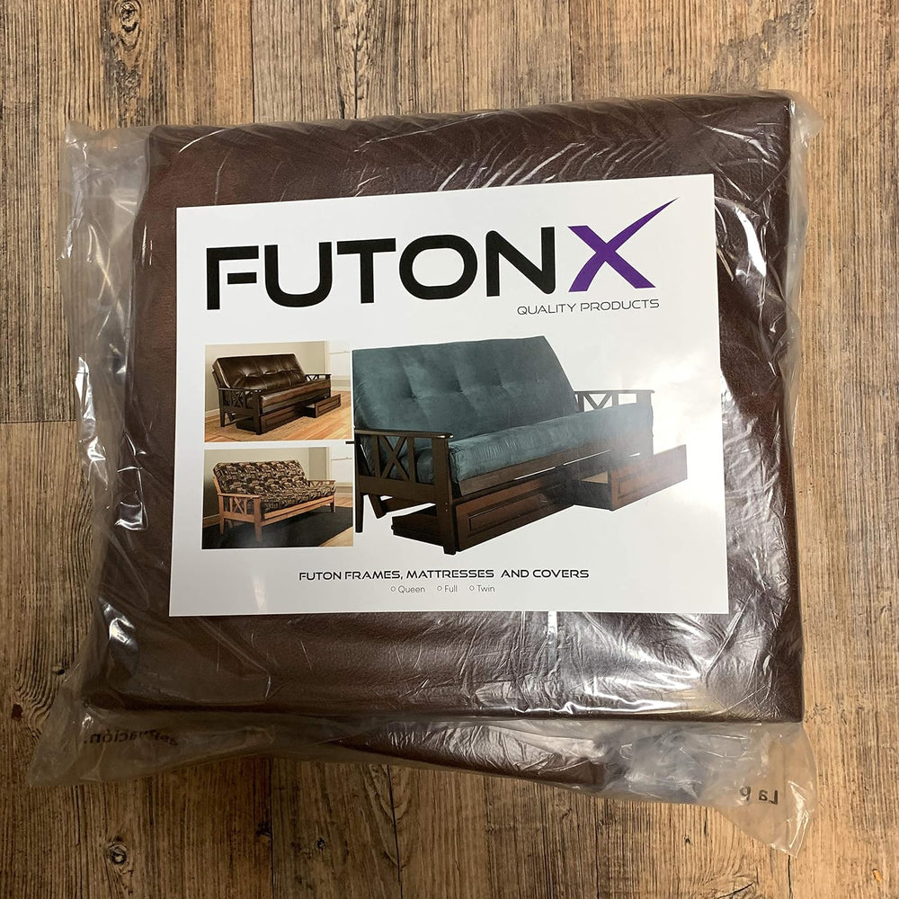 Full Size Camel Futon Cover Only Bonded Leather Premium Collection Fits 6-8 i...