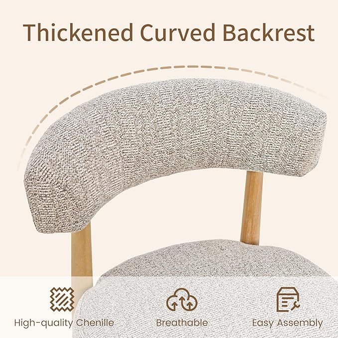 VKNOW Wooden Dining Chairs Set of 4, Modern Upholstered Dining Room Chairs wi...