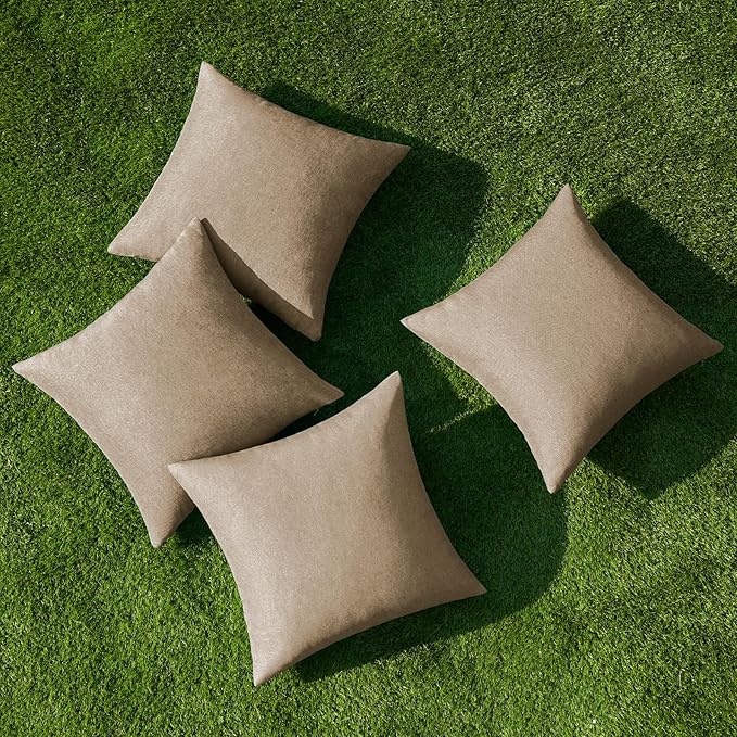 MIULEE Pack of 4 Decorative Outdoor Throw Pillow Covers Linen Waterproof Pillow - Image 4