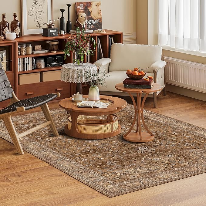 Washable Area Rug 8' x 10' Vintage Traditional Persian Mat - Image 2