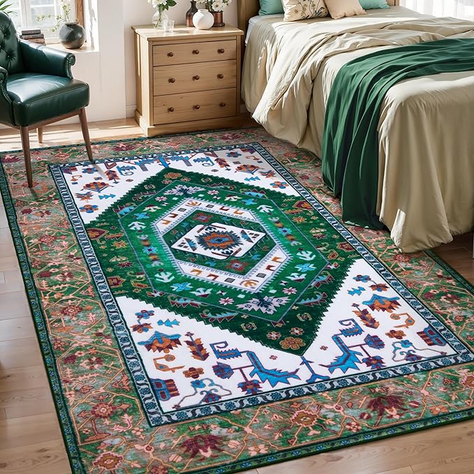 SERISSA Area Rug 3x5 Boho Rugs for Bedroom, Washable Non-Slip Living Room Rug by SERISSAHomeDecorCollection