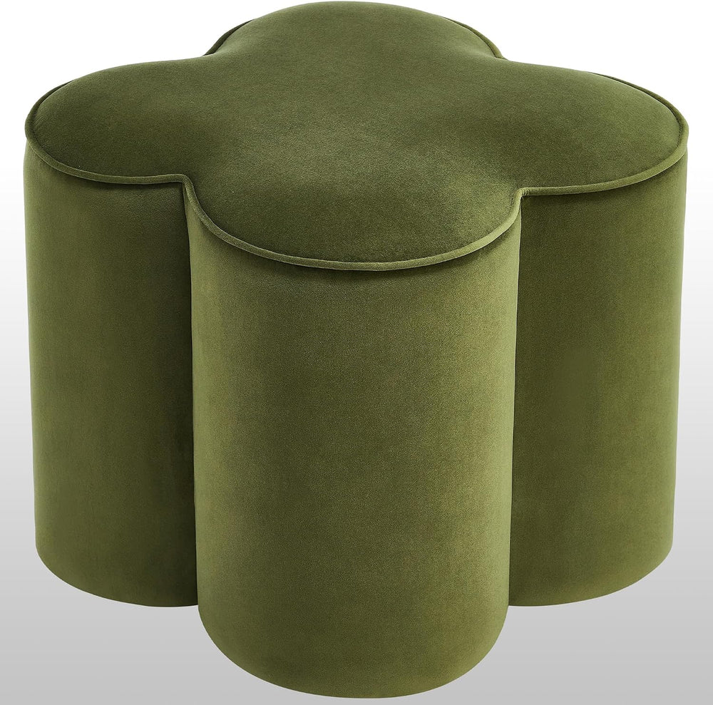 Zesthouse Flower Pouf Ottoman Foot Rest, Velvet Fabric Poofy Ottoman Stool