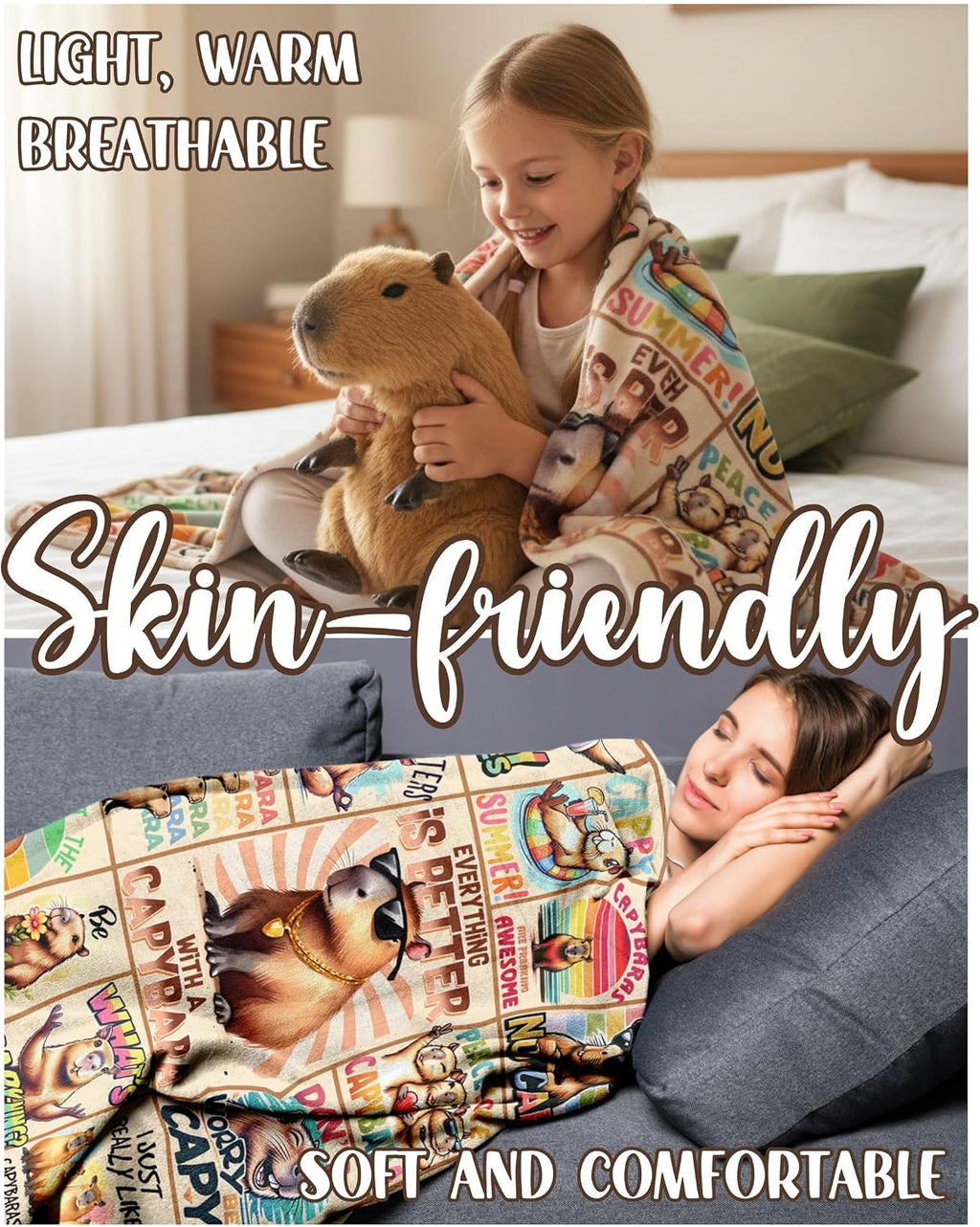 Capybara Blanket Gifts for Women Men Kids Boys Girls, Funny Gifts for Capybara Lovers on Thanksgiving, Christmas, Birthday-40 x 50"