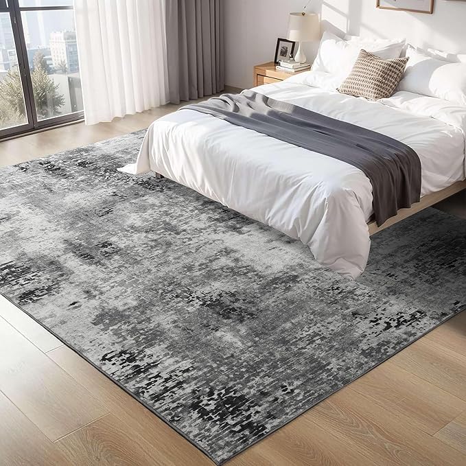 Ompaa Living Room Rug 5x8 Gray Area Rug Machine Washable Boho Rug Non Slip - Image 2