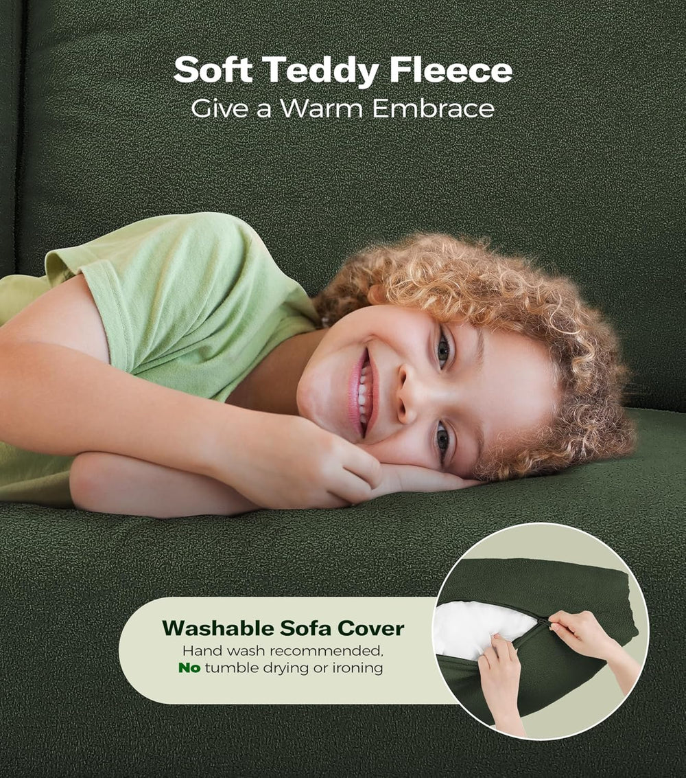 Welzona 3-Layers Cloud Loveseat Sofa, 51" Small Couch, Teddy Small Sofa