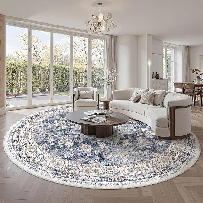 zesthome 9ft Round Rugs for Living Room, Non-Slip Washable Round Area Rugs by Zesthome