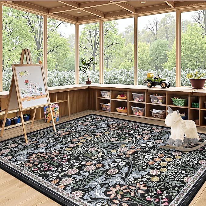 6x9 Area Rugs for Living Room: Floral Washable Rug Vintage Large Soft Boho - Image 5