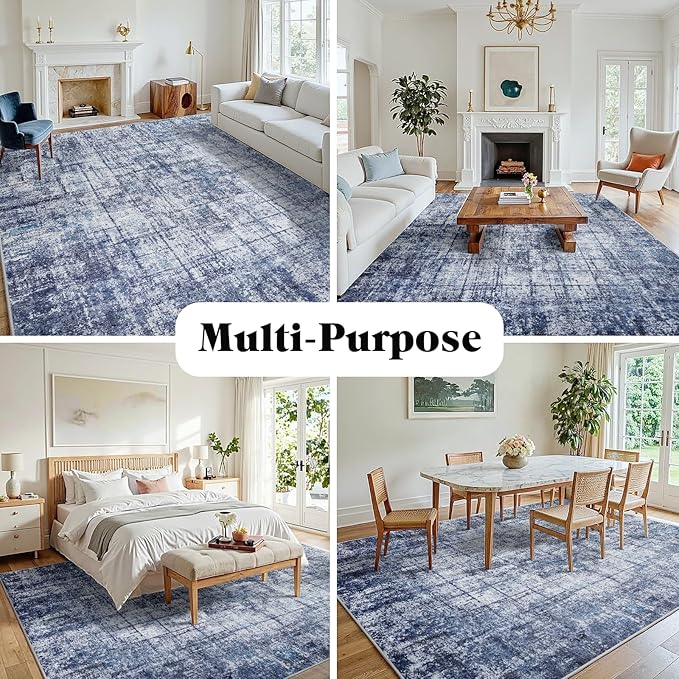 8x10 Area Rugs for Living Room Washable Rug: Anti-Skid Abstract Modern Living - Image 3