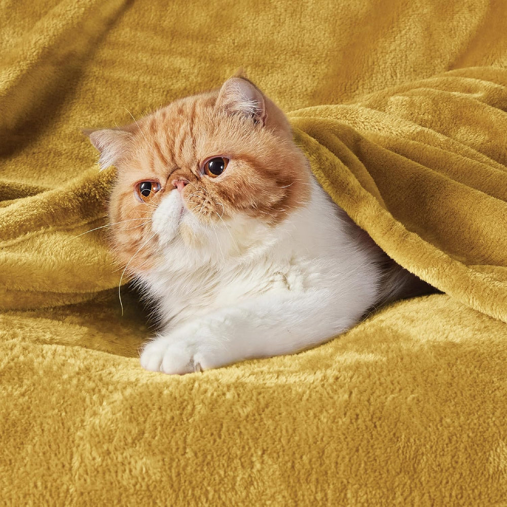 Bedsure Fleece Blanket Queen Blanket Gold Yellow - Bed Blanket Soft Lightweig...
