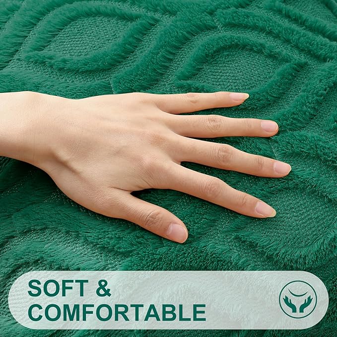decorUhome Throw Pillow Covers 12x20 Inch Set of 2, Soft Plush Faux Wool Green - Image 2