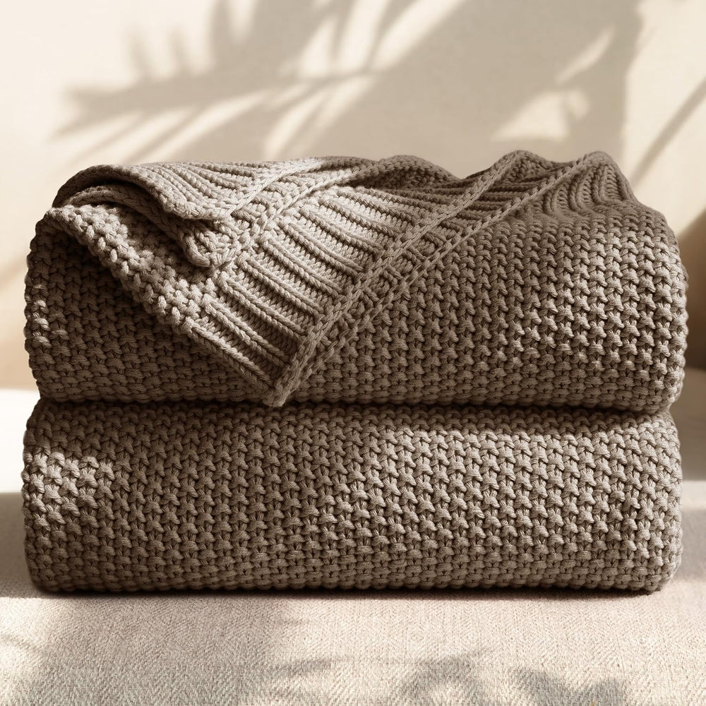 100% Cotton Cable Knit Throw Blanket, Lightweight Soft Knit Blanket for Sofa ...