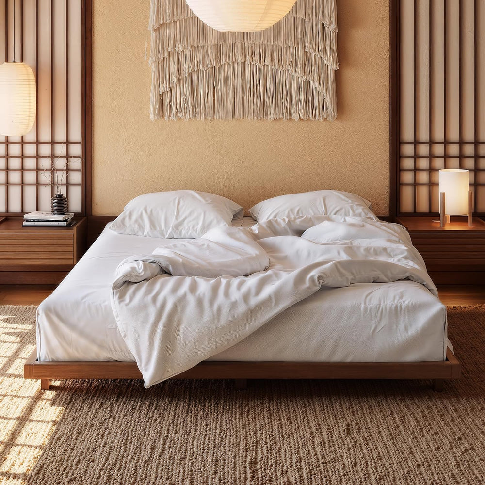 homary Japanese Style Queen Floor Bed Frame, 6.3" Low Profile Tatami Pla...