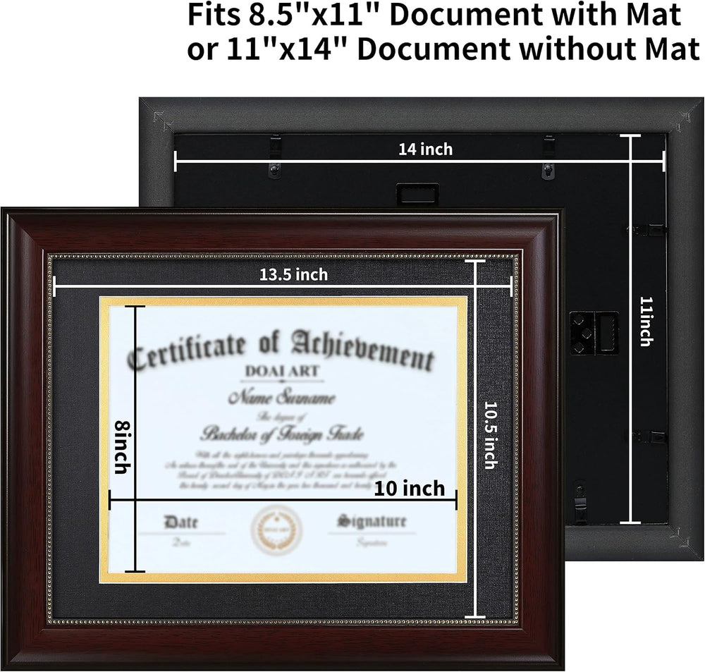 DOAI ART 8.5 x 11 Diploma Frame Set of 2 Classic Mahogany with Black and Gold...