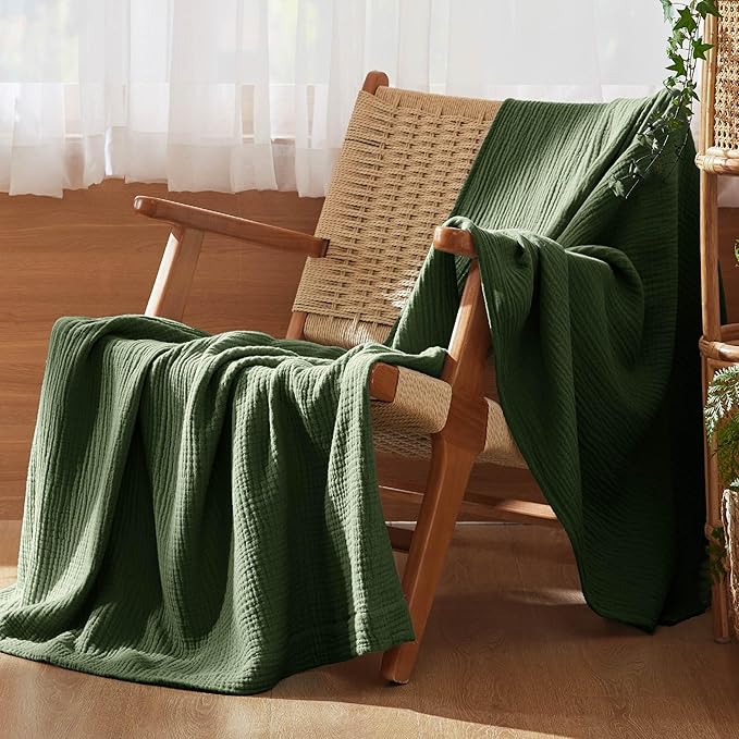 Bedsure 100% Cotton Muslin Throw Blanket Twin XL - Image 5