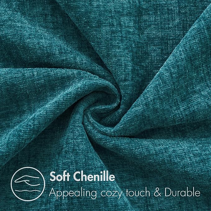 MIULEE Pack of 2 Dark Teal Throw Pillow Covers 12x20 Inch Soft Chenille Lumbar - Image 2