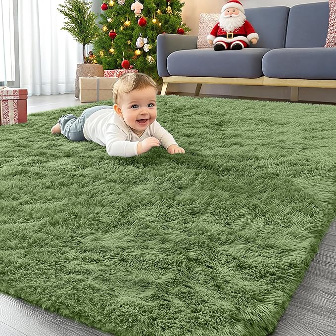 OLANLY Area Rugs for Living Room Bedroom, Machine Washable 4x5.9 ft Soft Fluffy by OLANLY