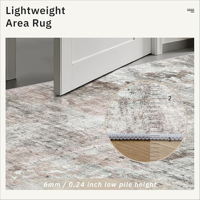 Abstract Rug 8x10 Large Living Room Rugs Neutral Modern Washable Area Rugs - Image 7
