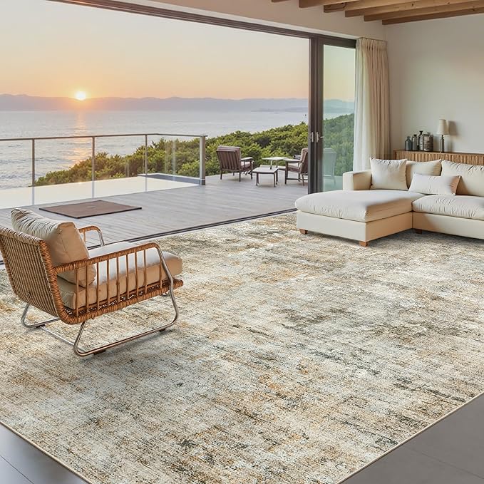 9x12 Area Rugs for Living Room, Non-Slip Machine Washable Vintage Rugs - Image 2