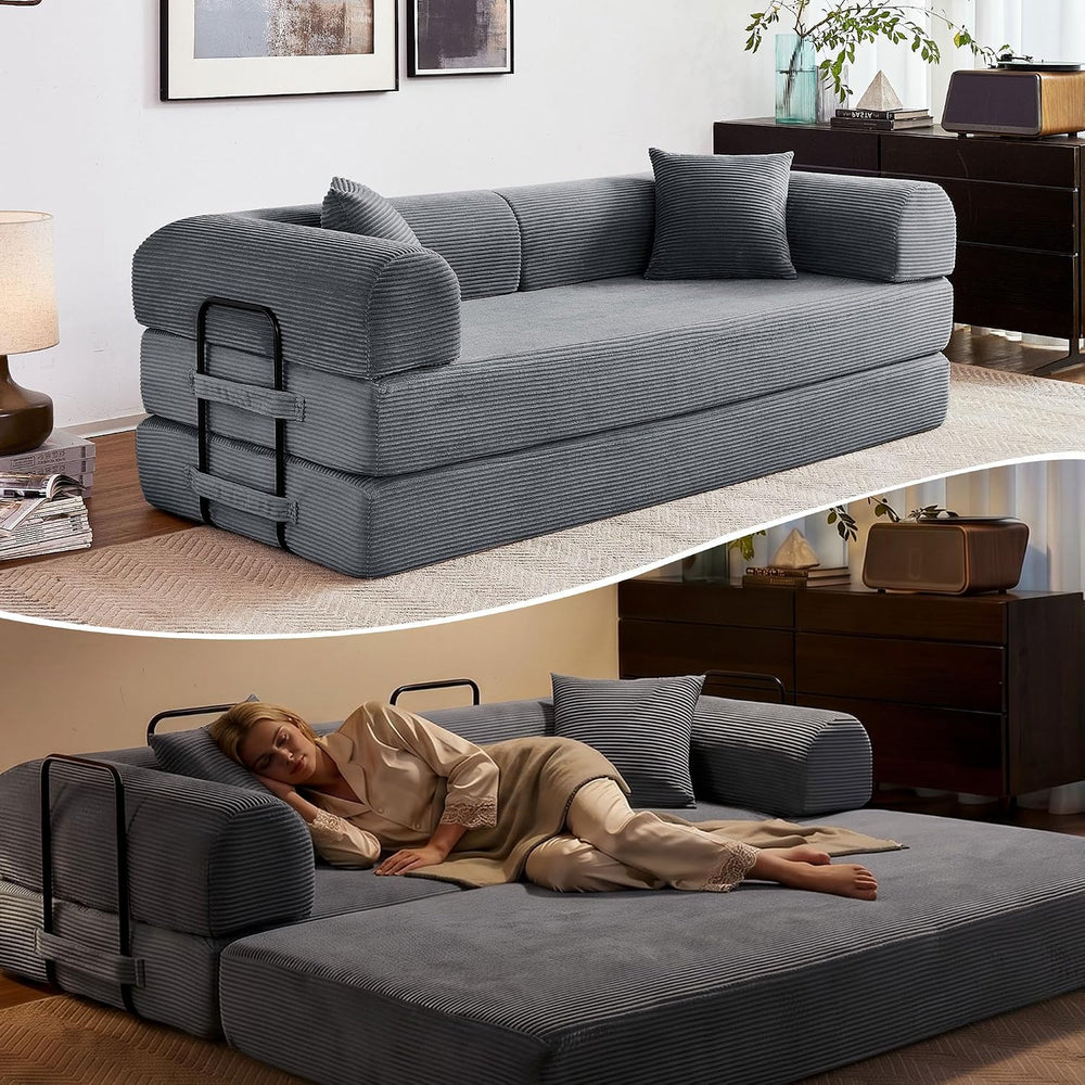 79" Convertible Sofa Bed, Boneless Sleeper Futon Couch for Living Room