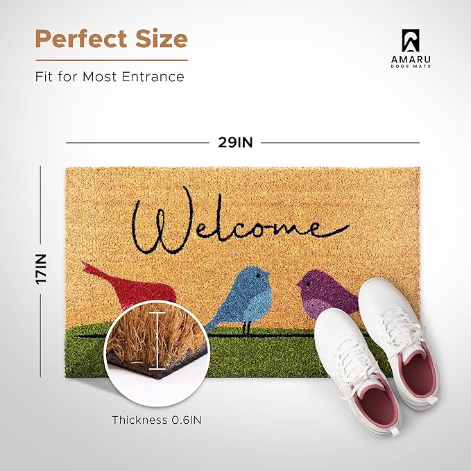 Colorful Birds - 17"x29" - Coir Door Mat - Welcome Mats - Image 2