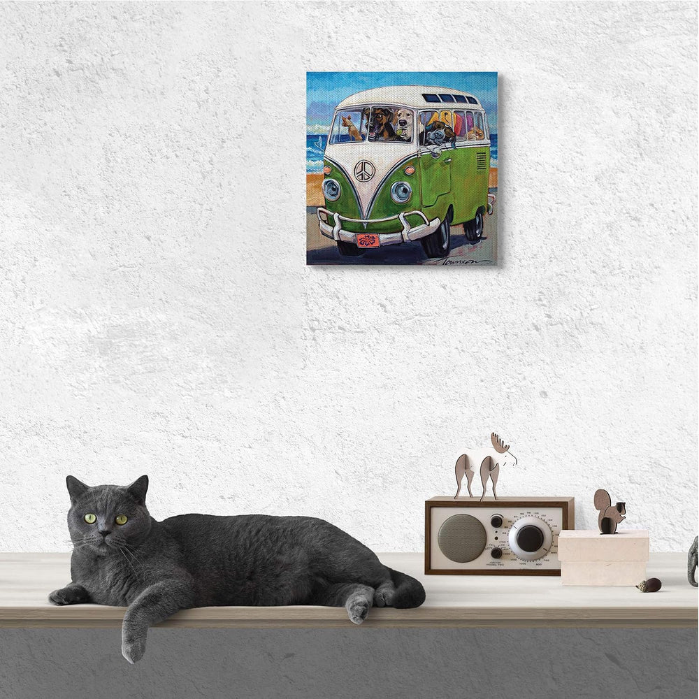 'Dogs Driving Retro Van'| Canvas Art