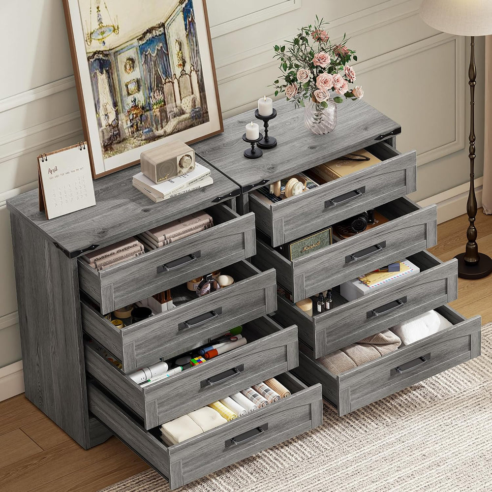 Decofy Farmhouse 4 Drawers Dresser for Bedroom, Gray