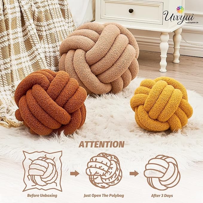 Uvvyui Knot Pillow Ball, Soft Home Decorative Pillows, Round Throw Pillow - Image 4