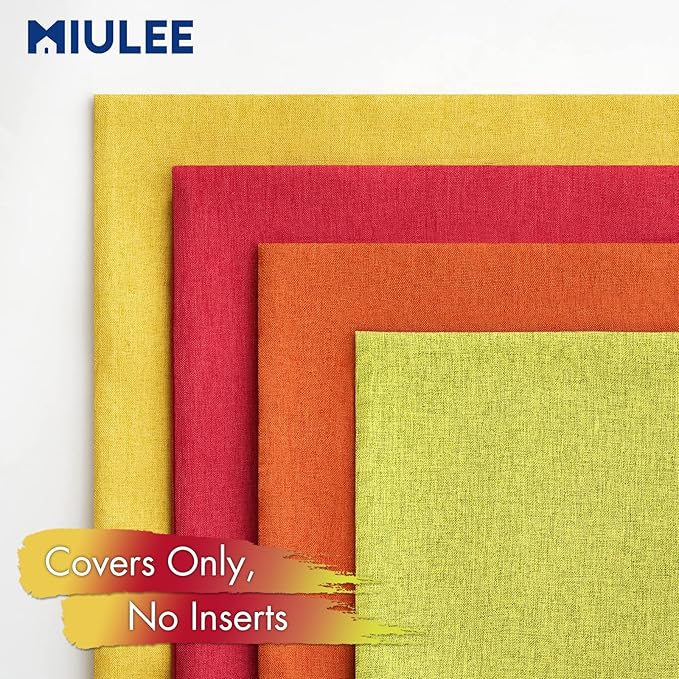 MIULEE Pack of 4 Decorative Outdoor Throw Pillow Covers Linen Waterproof Pillow - Image 5