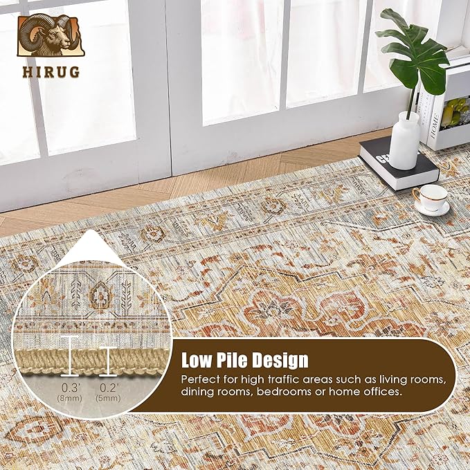 Washable Area Rug 4' x 6' Vintage Traditional Persian Mat - Image 5